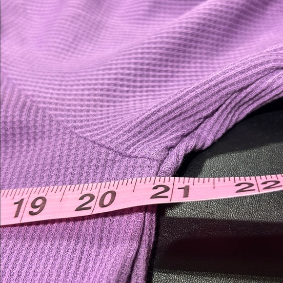 Karen Scott Waffle Knit,loose turtle neck,long sleeve,slit side,top,plum rosette - Picture 7 of 8